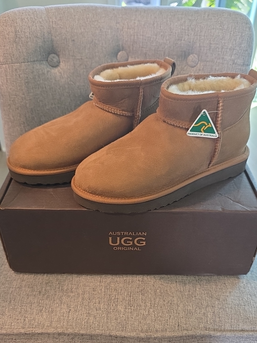 UGG Classic Mini Chestnut Suede Shearling Ankle Boots
